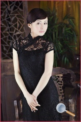 robe chinoise noire dentelle